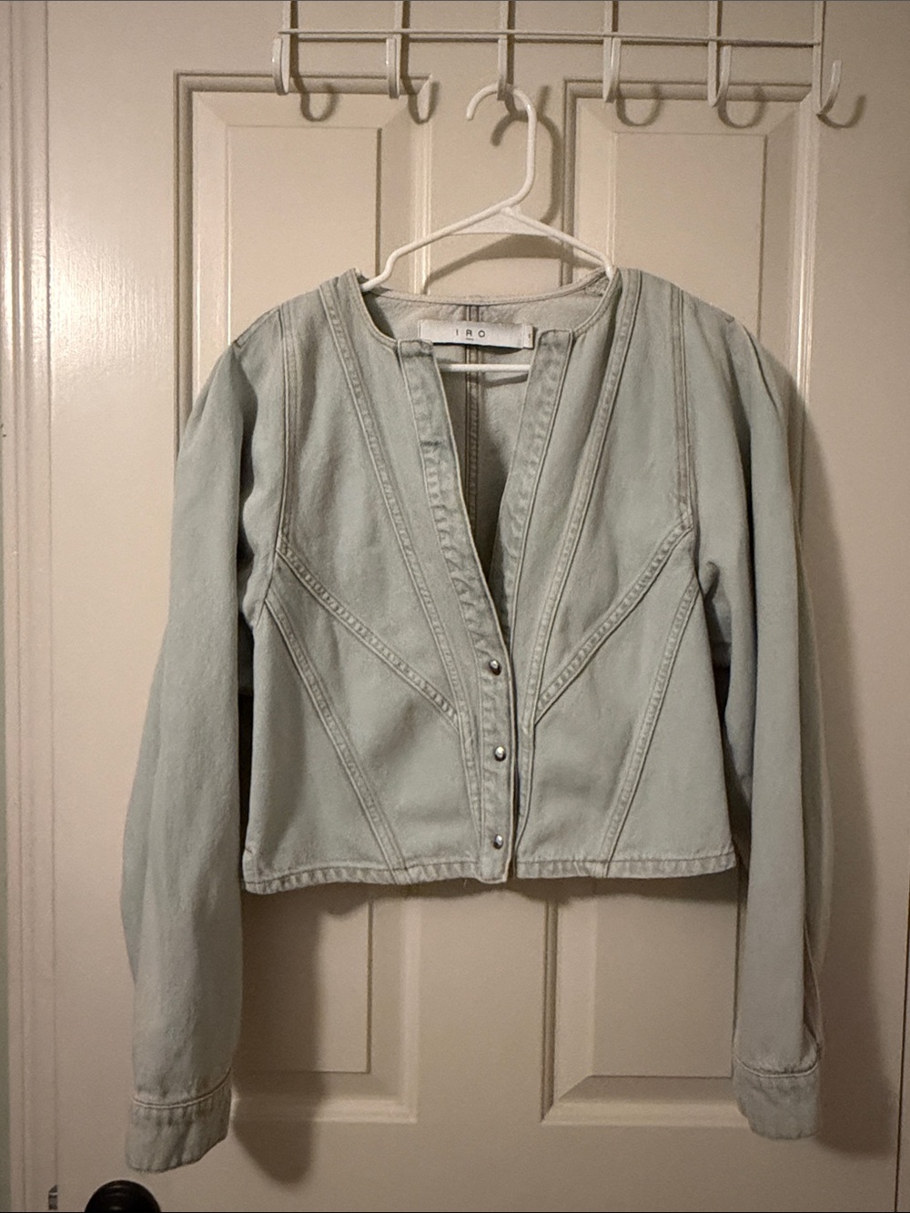 IRO Light Blue Denim Snap-Front Denim Jacket